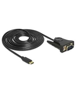 ממיר USB-C לחיבור DB9 Serial RS-232 צ'יפ Prolific אורך 1.8 מטר DELOCK | 62964