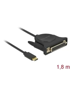 ממיר USB-C לחיבור פרלל DB25 Parallel צ'יפ Prolific אורך 1.8 מטר DELOCK | 62980