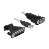 ממיר USB לחיבור DB9 Serial RS-232 + מתאם DB25 צ'יפ FTDI אורך 1.8 מטר DELOCK | 61308