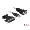 ממיר USB לחיבור DB9 Serial RS-232 + מתאם DB25 צ'יפ FTDI אורך 1.8 מטר DELOCK | 61308