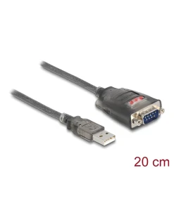 ממיר USB לחיבור DB9 Serial RS-232 עם 3 LED x צ'יפ FTDI אורך 0.2 מטר DELOCK 61412