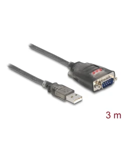 ממיר USB לחיבור DB9 Serial RS-232 עם 3 LED x צ'יפ FTDI אורך 2 מטר DELOCK | 61548
