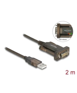 ממיר USB לחיבור DB9 Serial RS-232 עם 3 LED x צ'יפ Prolific אורך 2 מטר DELOCK | 64073