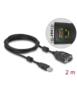 ממיר USB לחיבור DB9 Serial RS-232 עם בידוד גלווני 2.5kV צ'יפ FTDI אורך 2 מטר DELOCK | 64154