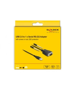 ממיר USB לחיבור DB9 Serial RS-232 עם הגנת ESD צ'יפ Prolific אורך 1.3 מטר DELOCK | 64222