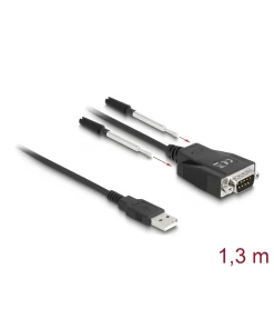 ממיר USB לחיבור DB9 Serial RS-232 עם הגנת ESD צ'יפ Prolific אורך 1.3 מטר DELOCK | 64222