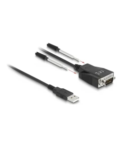 ממיר USB לחיבור DB9 Serial RS-232 עם הגנת ESD צ'יפ Prolific אורך 1.3 מטר DELOCK | 64222