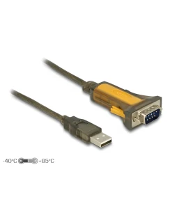 ממיר USB לחיבור DB9 Serial RS-232 עמיד בטמפרטורה 40°C- עד 85°C צ'יפ FTDI אורך 1.5 מטר DELOCK | 65840