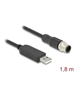 ממיר USB לחיבור M12 Serial RS-232 צ'יפ FTDI אורך 1.8 מטר DELOCK | 64257