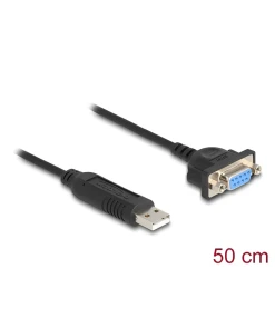 ממיר USB לחיבור Serial RS-232 עם שקע DB9 Compact צ'יפ FTDI אורך 50 ס"מ DELOCK | 66453