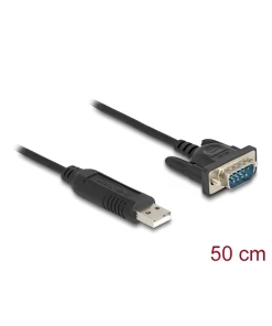 ממיר USB לחיבור Serial RS-232 עם תקע DB9 Compact צ'יפ FTDI אורך 1.8 מטר DELOCK | 66282