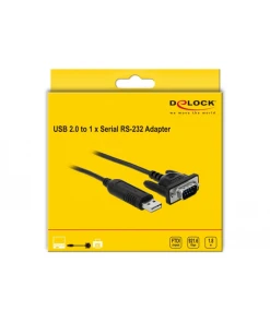 ממיר USB לחיבור Serial RS-232 עם תקע DB9 Compact צ'יפ FTDI אורך 1.8 מטר DELOCK | 66282