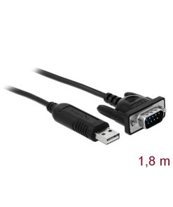 ממיר USB לחיבור Serial RS-232 עם תקע DB9 Compact צ'יפ FTDI אורך 1.8 מטר DELOCK | 66282