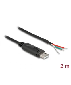 ממיר USB לחיבור Serial RS-485 עם 3 גידים פתוחים צ'יפ FTDI בצבע שחור DELOCK | 63509