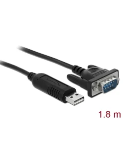 ממיר USB לחיבור Serial RS-485 עם תקע DB9 Compact + הגנת ESD צ'יפ FTDI אורך 1.8 מטר בצבע שחור DELOCK | 66283