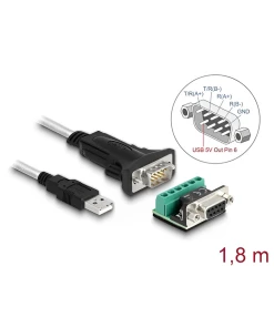 ממיר USB לתקע DB9 Serial RS-422/485 צ'יפ FTDI אורך 1.8 מטר בצבע שחור DELOCK | 63465