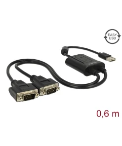 ממיר USB עם 2 חיבורים DB9 Serial RS-232 צ'יפ ASIX אורך 60 ס