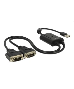 ממיר USB עם 2 חיבורים DB9 Serial RS-232 צ'יפ ASIX אורך 60 ס"מ DELOCK | 63950