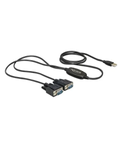 ממיר USB עם 2 חיבורים DB9 Serial RS-232 צ'יפ FTDI אורך 1.4 מטר DELOCK | 61886