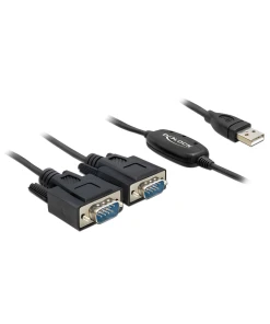 ממיר USB עם 2 חיבורים DB9 Serial RS-232 צ'יפ FTDI אורך 1.4 מטר DELOCK | 61886