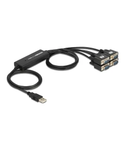 ממיר USB עם 4 חיבורים DB9 Serial RS-232 צ'יפ FTDI אורך 1.4 מטר DELOCK | 61887