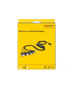 ממיר USB עם 4 חיבורים DB9 Serial RS-232 צ'יפ FTDI אורך 1.4 מטר DELOCK | 61887