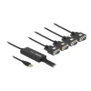 ממיר USB עם 4 חיבורים DB9 Serial RS-232 צ'יפ FTDI אורך 1.4 מטר DELOCK | 61887