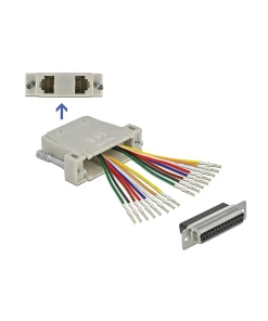 מעביר שקע D-Sub 25 Pin לשני שקעים RJ45 בצבע אפור DELOCK | 66834
