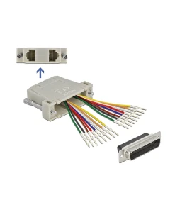 מעביר תקע D-Sub 25 Pin לשני שקעים RJ45 בצבע אפור DELOCK 66833