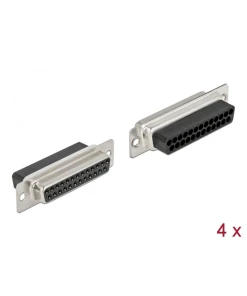 שקע D-Sub 25 pin בחיבור לחיצה סט 4 יח' בצבע אפור DELOCK | 66721