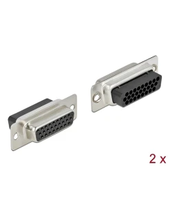 שקע D-Sub HD 26 pin בחיבור לחיצה סט 2 יח' בצבע אפור DELOCK | 66724