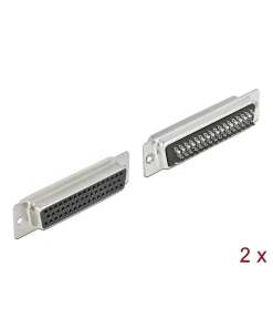 שקע D-Sub HD 50 pin בחיבור הלחמה סט 2 יח' בצבע אפור DELOCK | 66716