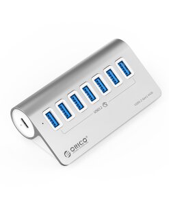 תחנת עגינה 7 חיבורים USB3.2 10G בצבע כסף ORICO | ORICO-M3U7-G2