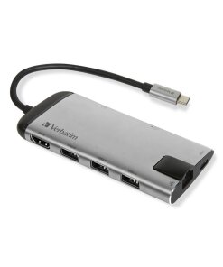 תחנת עגינה USB-C MULTIPORT HUB USB 3.1 GEN 1USB 3.0x3 HDMI SDH בצבע אפור Verbatim 49142
