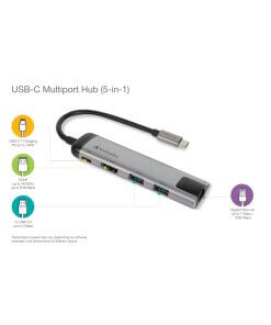 תחנת עגינה USB-C™ MULTIPORT HUB USB 3.1/ HDMI /Gigabit Ethernet בצבע אפור Verbatim | 49141