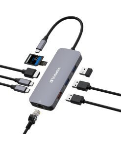 תחנת עגינה USB-C™PRO MULTIPORT HUB 1 x HDMI, 1 x RJ45, 2 x USB-C 3.2 Gen2 בצבע אפור Verbatim | 32152