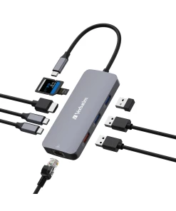 תחנת עגינה USB-C™PRO MULTIPORT HUB 1 x HDMI, 1 x RJ45, 2 x USB-C 3.2 Gen2 בצבע אפור Verbatim | 32152
