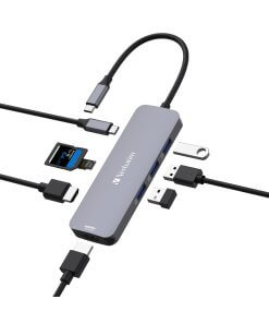 תחנת עגינה USB-C™PRO MULTIPORT HUB RJ45 | 2 x USB-A | USB-C® PD בצבע אפור Verbatim | 32151