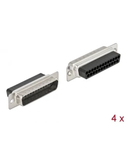 תקע D-Sub 25 pin בחיבור לחיצה סט 4 יח' בצבע אפור DELOCK | 66710