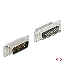 תקע D-Sub HD 26 pin בחיבור הלחמה סט 4 יח' בצבע אפור DELOCK | 66706