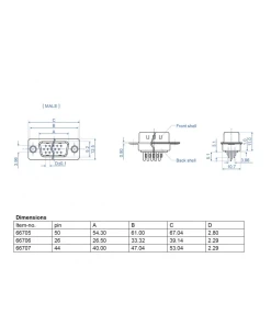 תקע D-Sub HD 50 pin בחיבור הלחמה סט 2 יח' בצבע אפור DELOCK | 66705