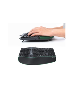 מקלדת חוטית ארגונומית מפוצלת עם משענת יד וכוללת HUB עם 2 יציאות USB בצבע שחור Delux | GM901U