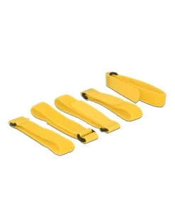 רצועות סקוטש דו צדדי עם לולאה אורך 300 מ"מ סט 5 יח' צבע בצהוב DELOCK | 18708