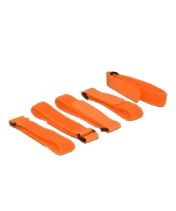 רצועות סקוטש דו צדדי עם לולאה אורך 300 מ"מ סט 5 יח' צבע כתום DELOCK | 18707