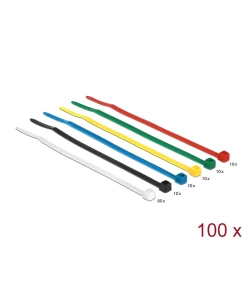 אזיקונים פלסטיק במגוון צבעים סט 100 יח' DELOCK | 18626