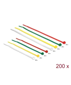 אזיקונים פלסטיק במגוון צבעים עם שני גדלים שונים סט 200 יח' DELOCK | 18628