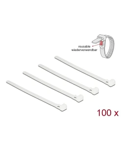 אזיקונים פלסטיק רב פעמיים ניתנים לפתיחה חוזרת צבע לבן סט 100 יח' DELOCK | 18638