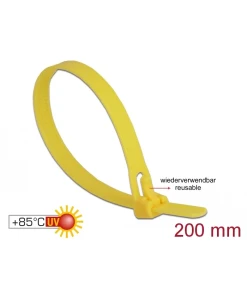 אזיקונים פלסטיק רב פעמים עמידים בחום ניתנים לפתיחה חוזרת צבע צהוב סט 100 יח' DELOCK | 18759