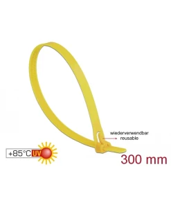 אזיקונים פלסטיק רב פעמים עמידים בחום ניתנים לפתיחה חוזרת צבע צהוב סט 100 יח' DELOCK | 18761