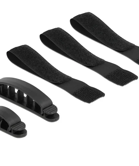 אירגונית עם נעילה לסידור כבלים ורצועות סקוטש סט משולב 6 יח' בצבע שחור DELOCK | 18393